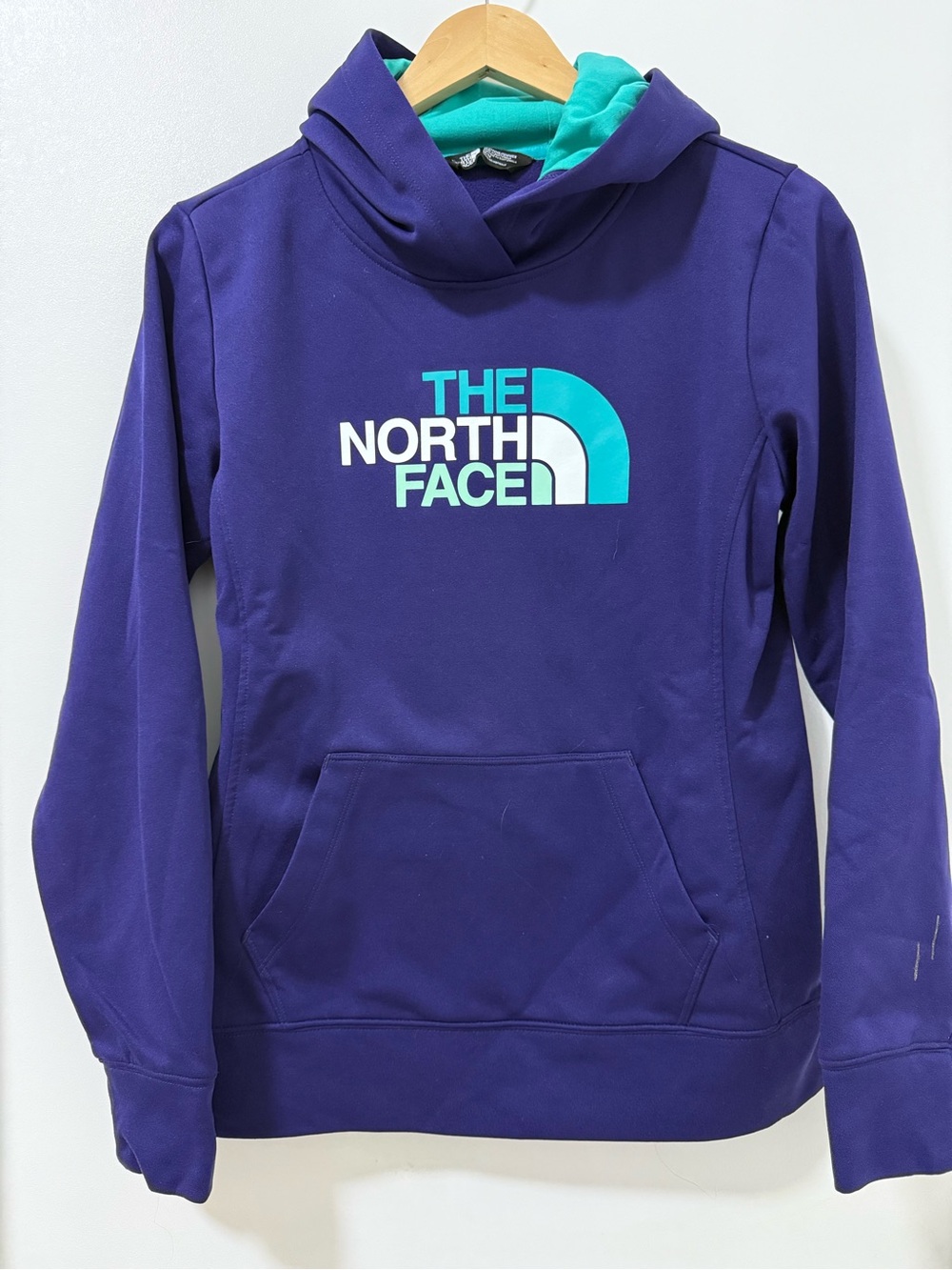 THE NORTH FACE Purple Logo Hoodie with Teal Accent